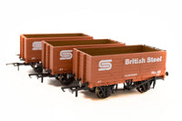 Copy of Golden Valley GV6013 British Steel BSC 3 Pack 7 Plank Open Mineral Wagons